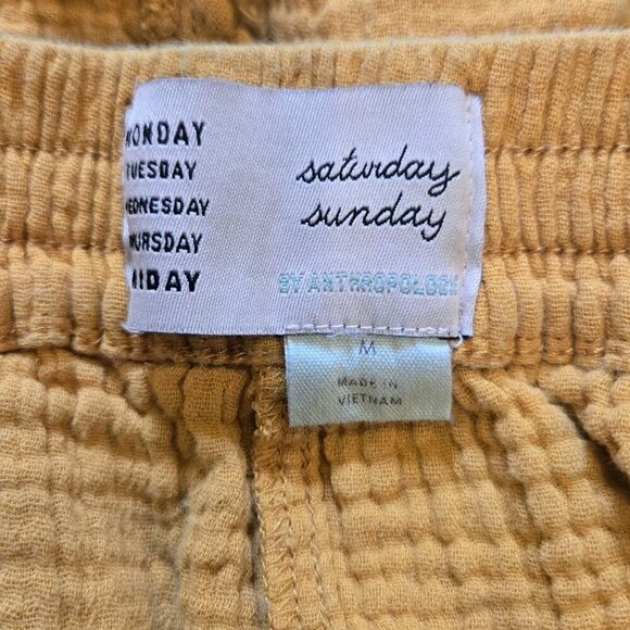 Anthropologie Marie frayed Cover Gauze shorts Saturday Sunday GOLD Medium Drawst - Picture 7 of 10